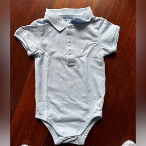 Jacadi baby boy short sleeve polo onesie light blue